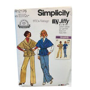 Simplicity R12176 Jiffy Pants Jacket Sewing Pattern Size 8-16‎ 1970s
